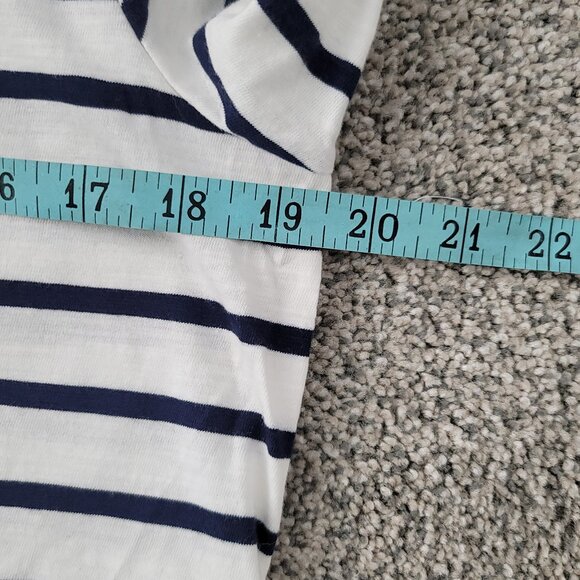 Old Navy Women's Everywear Stripe Crew Neck T-Shirt White with Blue Stripes NWT - Picture 8 of 12